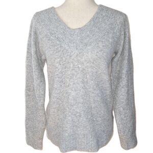 H&M Women S‎ Gray Knit Double V-neck Sweater Wool Blend